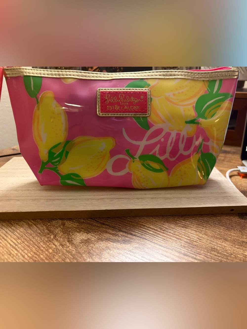 Lily Pulitzer Pink Lemon Cosmetic Pouch Like New Travel Essentials Makeup Bag